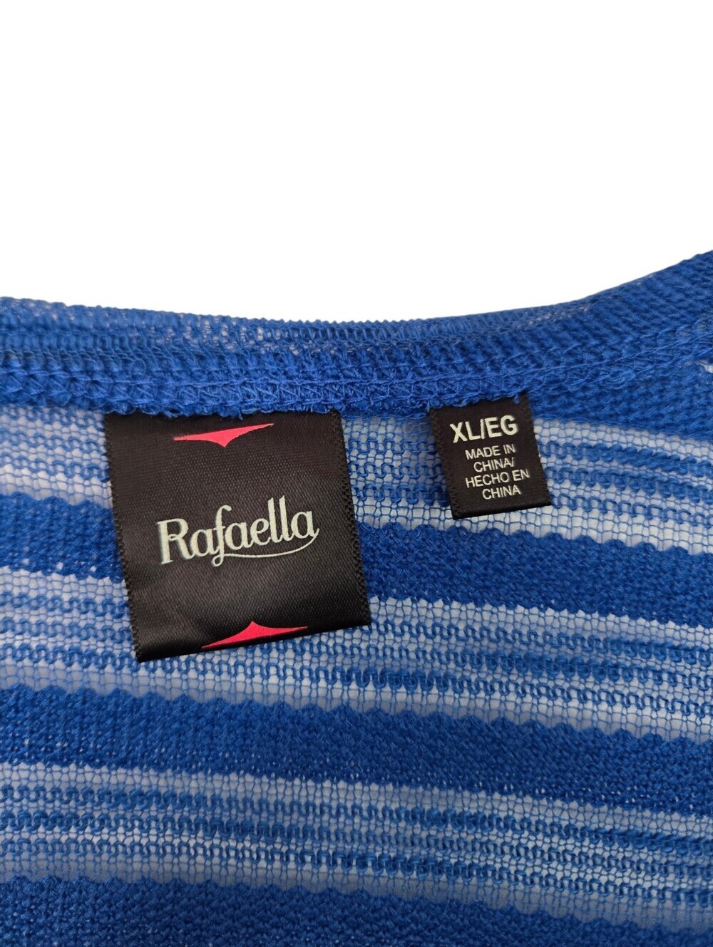 Rafaella Open Front Knit Cardigan XL Blue Sheer Stripe Lightweight Layering Swea - Picture 5 of 5